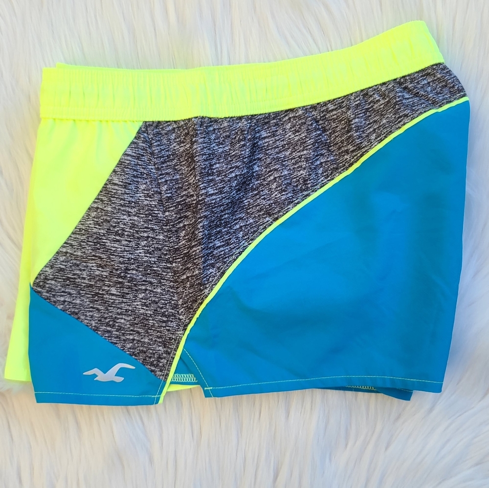 Hollister Running Short Blue Yellow Size Medium